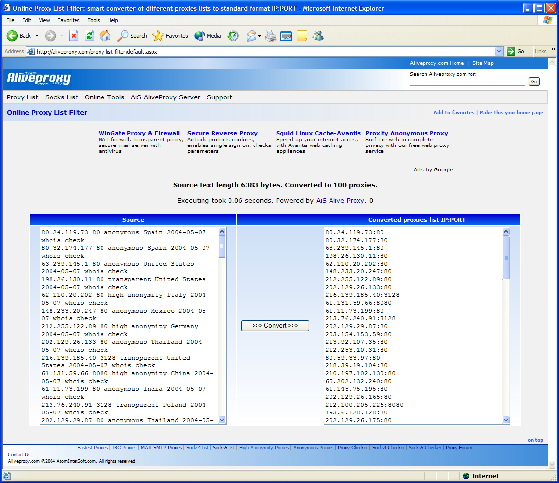 anonymous proxy list