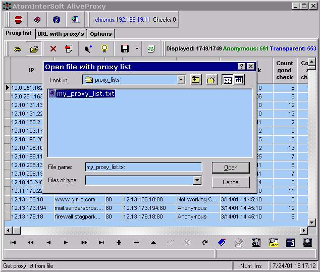 AiS Alive Proxy. Import proxies from local file.