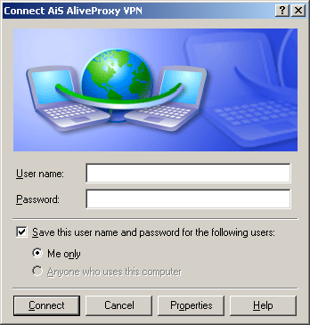 Enter your User name and password. Click Connect.